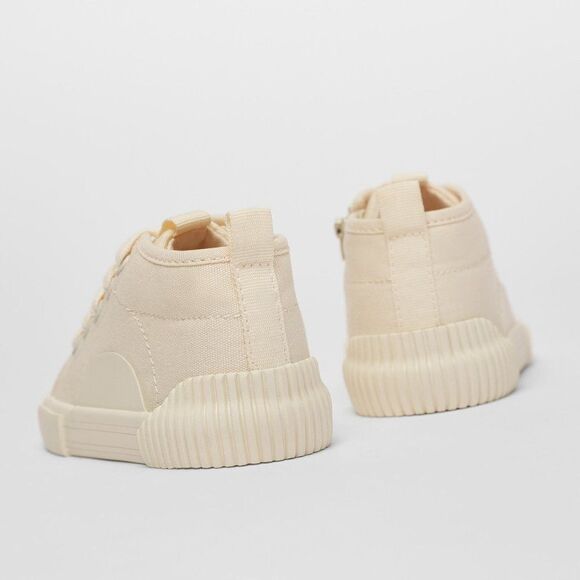 Zara COTTON HIGH-TOP SNEAKERS Pink Cream - Picture 4 of 7